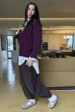 Conrad Batwing Ruffle Cuff Knit Damson